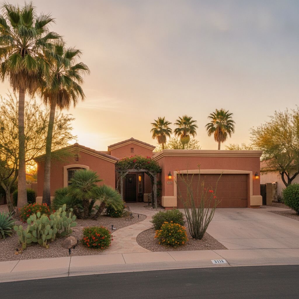Home exterior in Yuma, Arizona under bright desert sunlight
